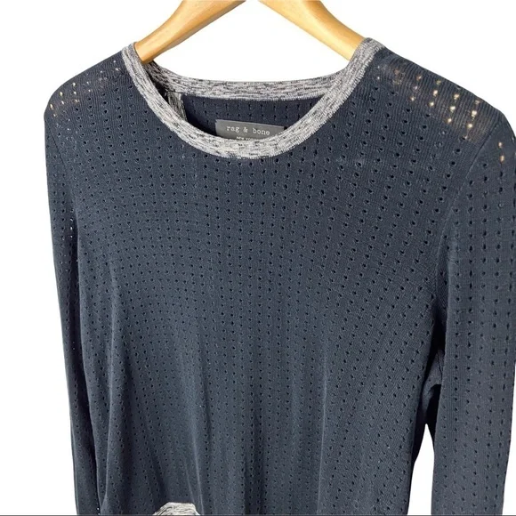 rag & bone Ariana Perforated Split Back Sweater Pullover Size Medium - Picture 4 of 11